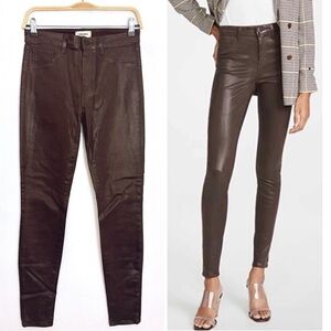 L'agence Jeans Margot Slim High Rise Pants Espresso Brown Coated 27 Trouser